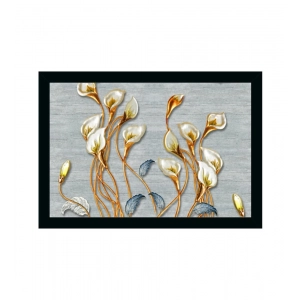 Generic Flower Painting Vinyl Sparkle Coated with Synthetic Photo Frame (Multicolor)