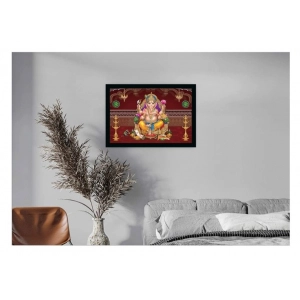 Generic Ganesh Photo with Synthetic Photo Frame (Multicolor)