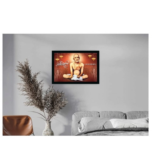 Shri Gajanan Maharaj Painting Vinyl Sparkle Coated with Synthetic Photo Frame (Multicolor) Shri Gajanan Maharaj Painting Vinyl Sparkle Coated with Synthetic Photo Frame (Multicolor)