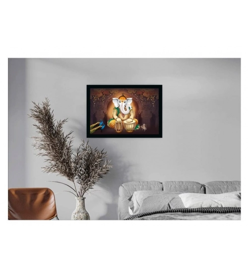 Ganesh Photo with Synthetic Photo Frame (Multicolor)