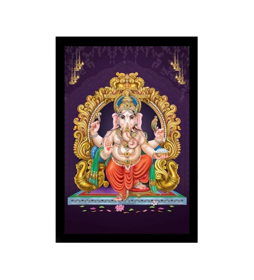 Ganesh Photo with Synthetic Photo Frame (Multicolor)