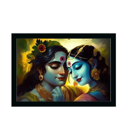 Radha Krishna Painting with Synthetic Photo Frame (Multicolor)