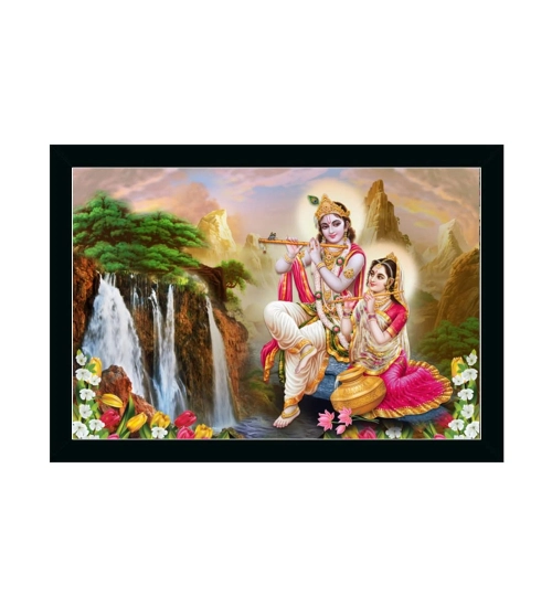 Radha Krishna Painting with Synthetic Photo Frame (Multicolor)
