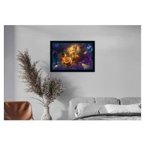 Generic Radha Krishna Painting Vinyl Sparkle Coated with Synthetic Photo Frame (Multicolor)