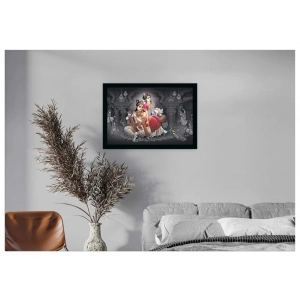 Generic Radha Krishna Painting Vinyl Sparkle Coated with Synthetic Photo Frame (Multicolor)