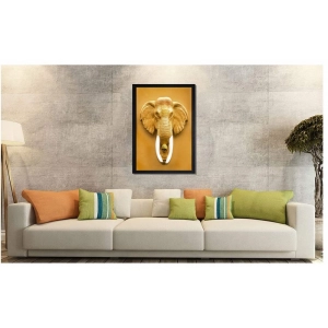Generic Elephant Painting Vinyl Sparkle Coated with Synthetic Photo Frame (Multicolor)