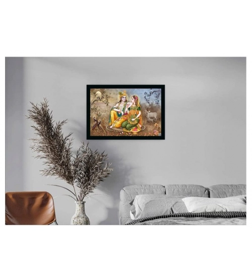 Radha Krishna Painting with Synthetic Photo Frame (Multicolor)