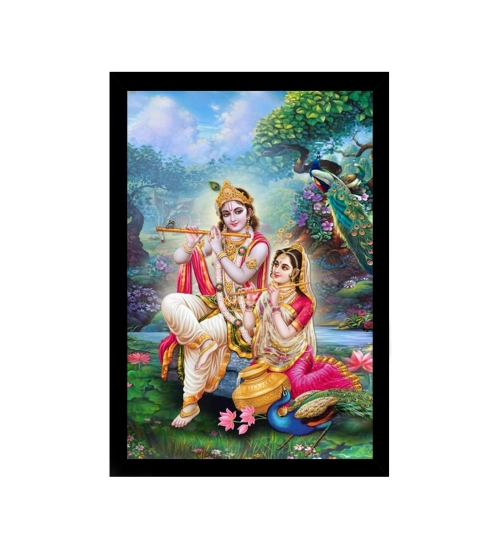 Radha Krishna Painting with Synthetic Photo Frame (Multicolor)