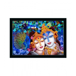 Generic Radha Krishna Painting with Synthetic Photo Frame (Multicolor)