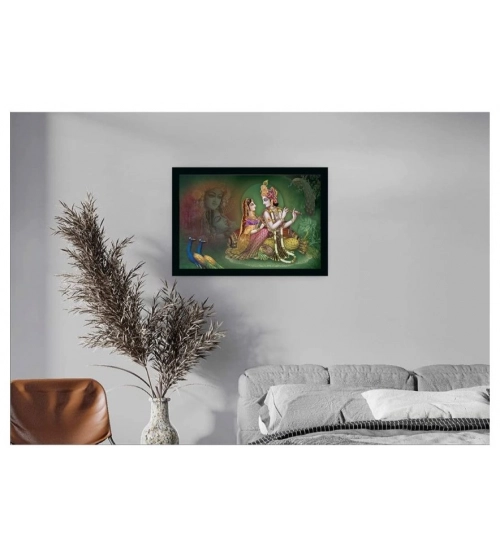 Radha Krishna Painting with Synthetic Photo Frame (Multicolor)