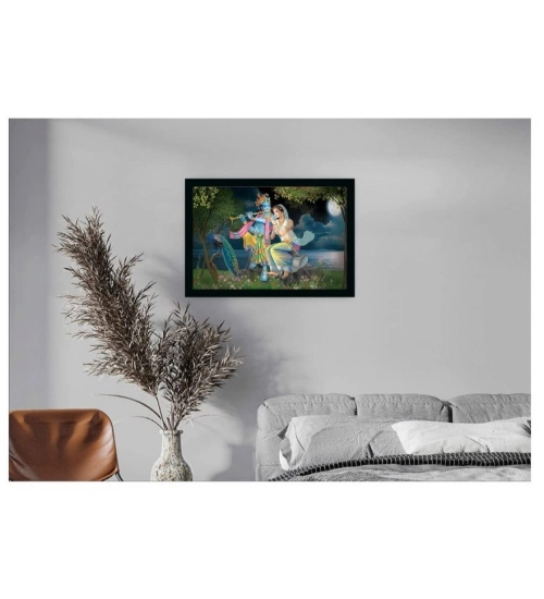 Radha Krishna Painting with Synthetic Photo Frame (Multicolor)