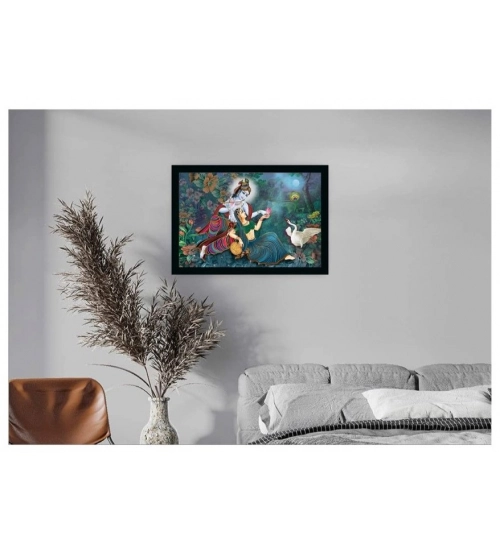 Radha Krishna Painting with Synthetic Photo Frame (Multicolor)