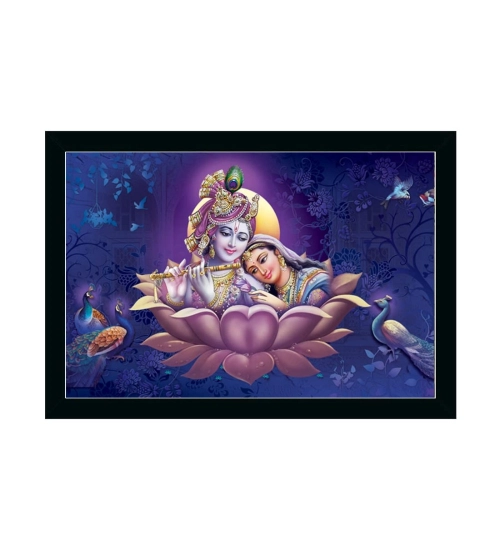 Radha Krishna Painting with Synthetic Photo Frame (Multicolor)