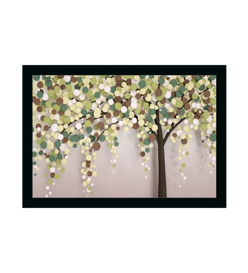 Flower Painting Vinyl Sparkle Coated with Synthetic Photo Frame (Multicolor)