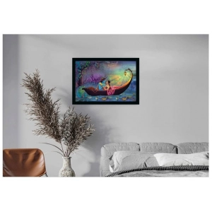 Generic Radha Krishna Painting with Synthetic Photo Frame (Multicolor)