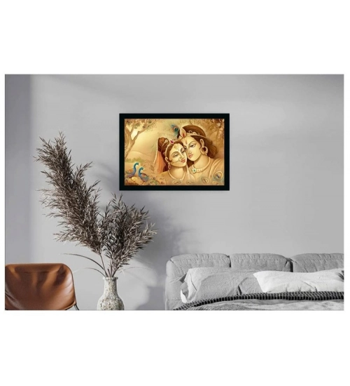 Radha Krishna Painting with Synthetic Photo Frame (Multicolor)