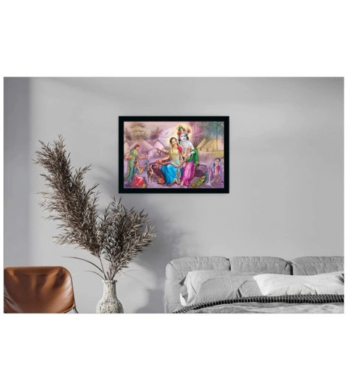 Radha Krishna Painting with Synthetic Photo Frame (Multicolor)