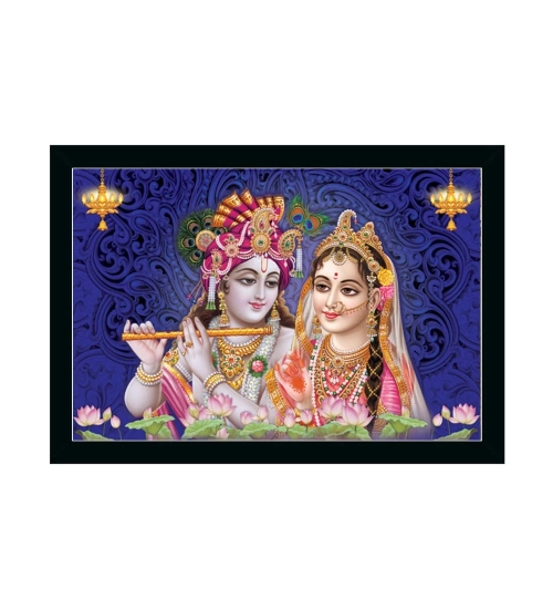 Radha Krishna Painting with Synthetic Photo Frame (Multicolor)