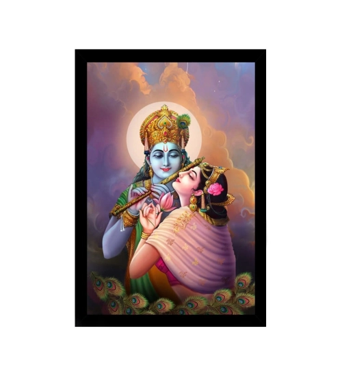 Radha Krishna Painting with Synthetic Photo Frame (Multicolor)