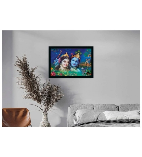 Radha Krishna Painting with Synthetic Photo Frame (Multicolor)