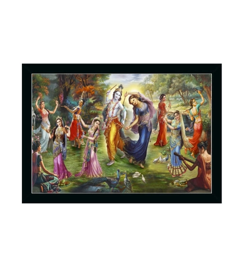 Radha Krishna Painting with Synthetic Photo Frame (Multicolor)