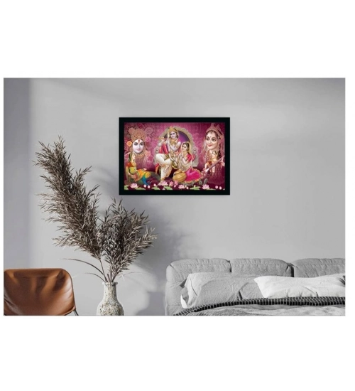 Radha Krishna Painting with Synthetic Photo Frame (Multicolor)