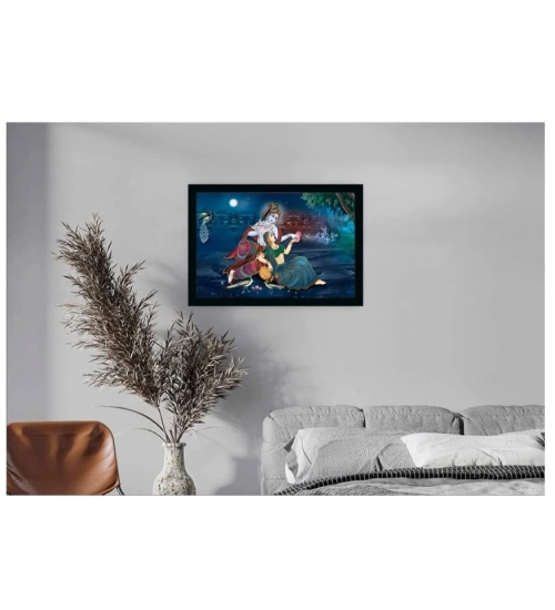 Radha Krishna Painting with Synthetic Photo Frame (Multicolor)