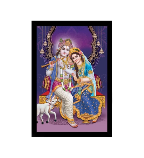 Radha Krishna Painting with Synthetic Photo Frame (Multicolor)