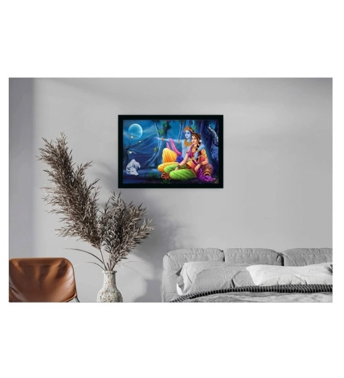 Beautiful Radha Krishna Vinyl Sparkle Coated with Synthetic Photo Frame (Multicolor)