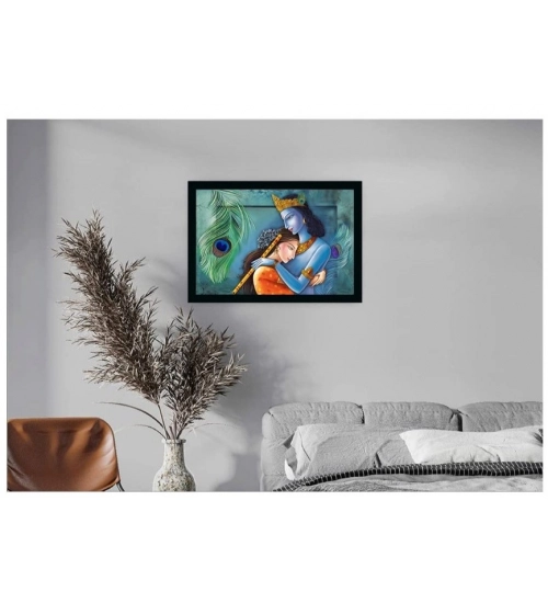 Radha Krishna Painting with Synthetic Photo Frame (Multicolor)