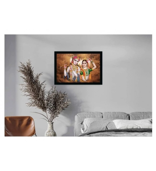 Radha Krishna Painting Vinyl Sparkle Coated with Synthetic Photo Frame (Multicolor)
