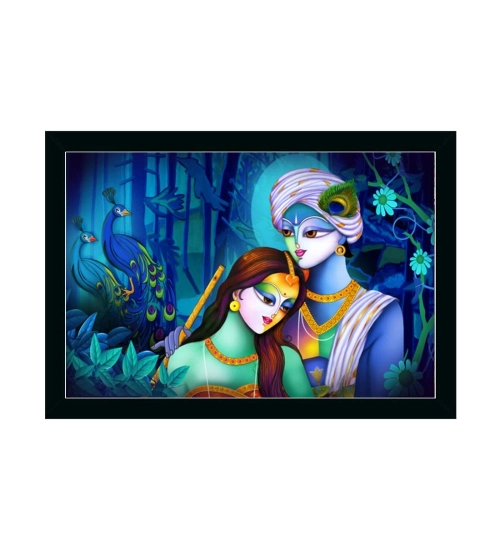 Radha Krishna Painting with Synthetic Photo Frame (Multicolor)