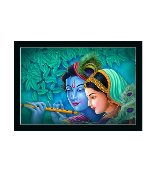 Radha Krishna Painting with Synthetic Photo Frame (Multicolor)