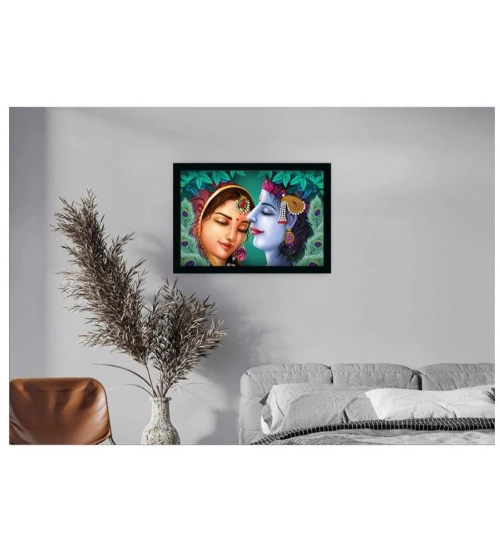 Beautiful Radha Krishna Vinyl Sparkle Coated with Synthetic Photo Frame (Multicolor)
