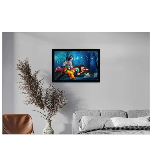 Radha Krishna Painting with Synthetic Photo Frame (Multicolor)