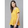 Women's Casual Short Sleeves Stripe Printed Rayon Top (Mustard) Women's Casual Short Sleeves Stripe Printed Rayon Top (Mustard)