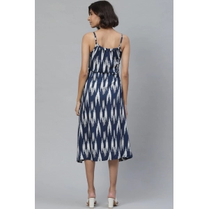Generic Women's Casual Sleeveless Ikat Print Rayon Dress (Blue)