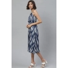 Dropship Women's Casual Sleeveless Ikat Print Rayon Dress (Blue)