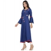 Women's Casual Bell Sleeves Embroidery Rayon Kurti (Blue) Women's Casual Bell Sleeves Embroidery Rayon Kurti (Blue)