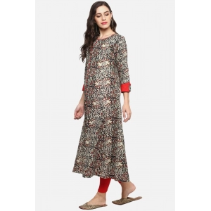 Generic Women's Casual 3/4 th Sleeve Printed Cotton Kurti (MultiColor)