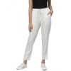 Dropship Women's Casual Checked Rayon Trouser Pant (White)