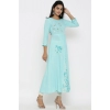 Women's Casual 3/4 th Sleeve Embroidery Rayon Kurti (Sky Blue) Women's Casual 3/4 th Sleeve Embroidery Rayon Kurti (Sky Blue)