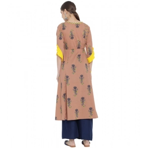 Generic Women's Casual 3/4 th Sleeve Floral Printed Cotton Kurti (MultiColor)