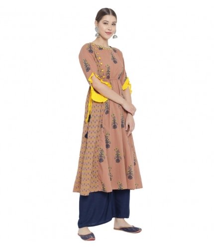 Women's Casual 3/4 th Sleeve Floral Printed Cotton Kurti (MultiColor) Women's Casual 3/4 th Sleeve Floral Printed Cotton Kurti (MultiColor)