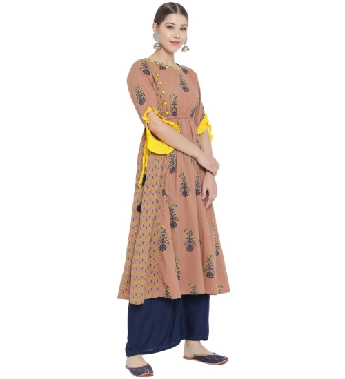 Women's Casual 3/4 th Sleeve Floral Printed Cotton Kurti (MultiColor)