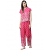 Women's Casual Short Sleeve Printed Rayon Pajama Set (Pink)