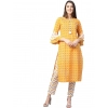 Women's Casual 3/4 th Sleeve Floral Printed Cotton Kurti Set (Mustard)