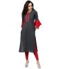 Women's Casual Bell Sleeves Mirror Work Cotton Slub Kurti (Grey) Women's Casual Bell Sleeves Mirror Work Cotton Slub Kurti (Grey)
