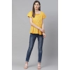 Women's Casual Short Sleeves Stripe Printed Rayon Top (Mustard) Women's Casual Short Sleeves Stripe Printed Rayon Top (Mustard)