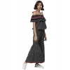 Dropship Women's Casual shoulder sleeve Geomatrical Printed Cotton Dress (Black)